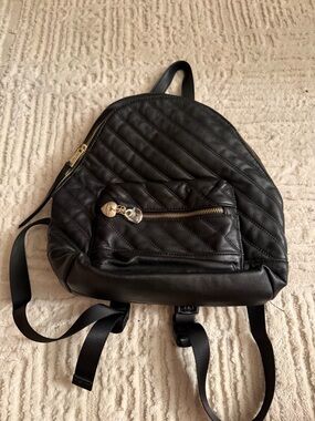 Juicy Couture Black Quilted Mini Backpack Gold Hardware Charm Y2K Style